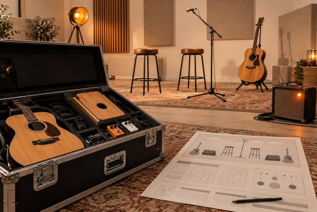 Illustration éditoriale du sujet : Tribute band AC/DC acustica: le formule unplugged a confronto