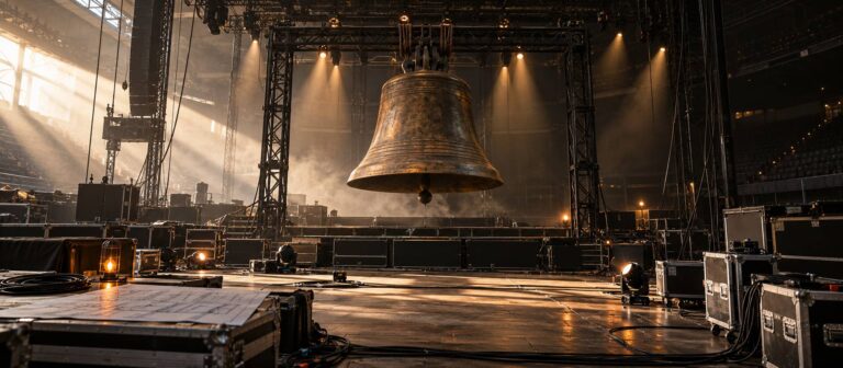Campana sul palco: peso, ancoraggio e cosa serve per appenderla
